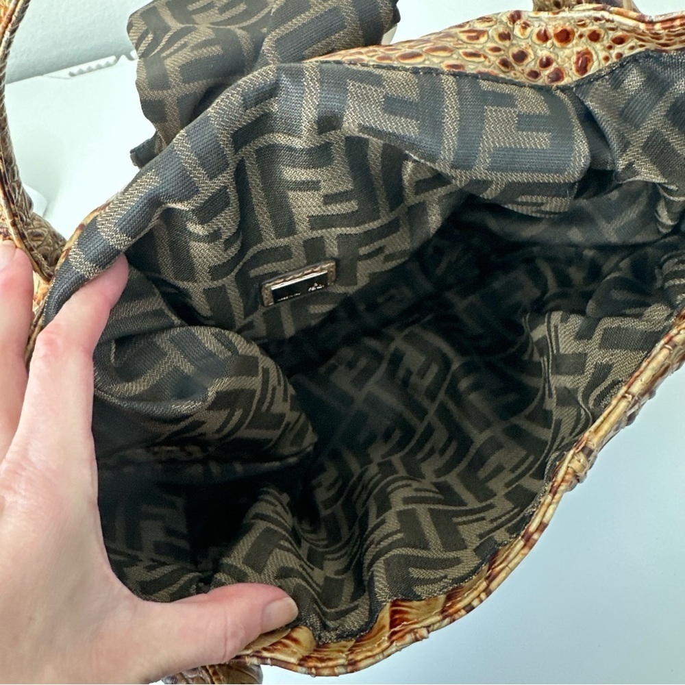 FENDI Bag Spy Bag Brown Caiman Embossed Shoulder Purse Limited Edition - Picture 14 of 16